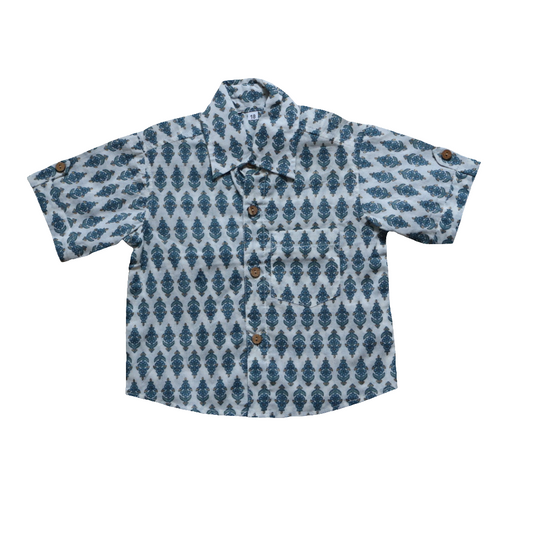 Motif Print White Shirt