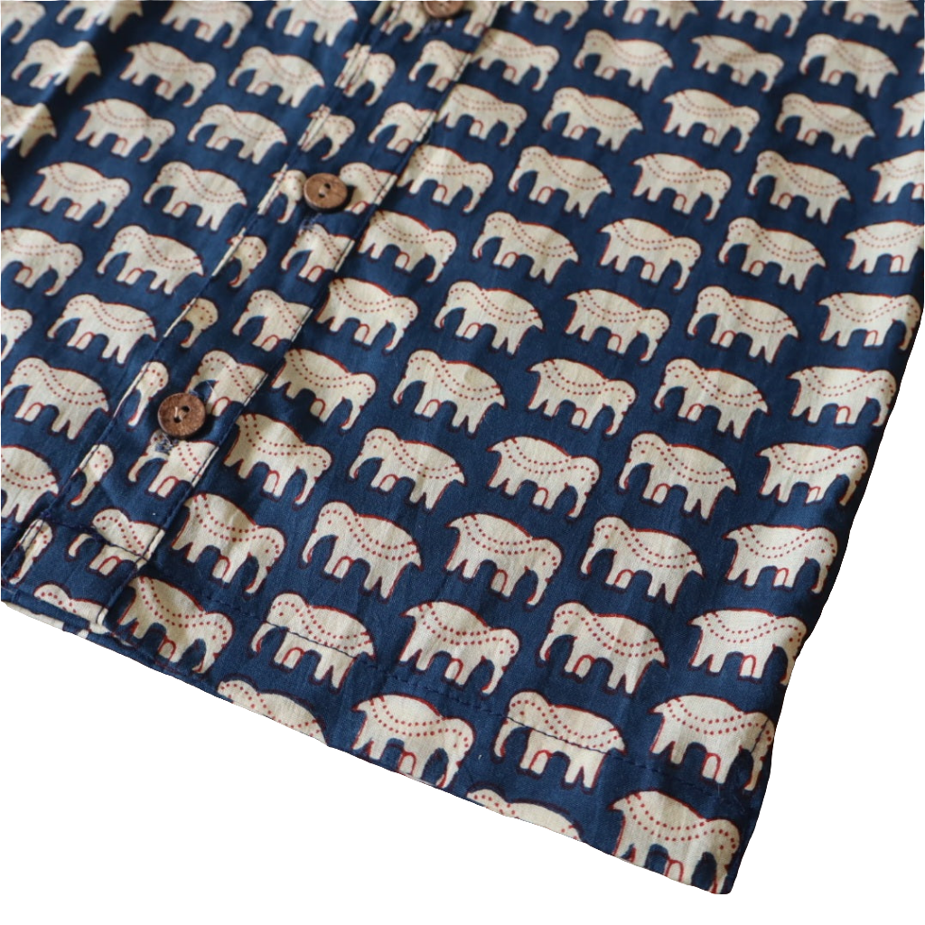 Elephant Print Blue Shirt