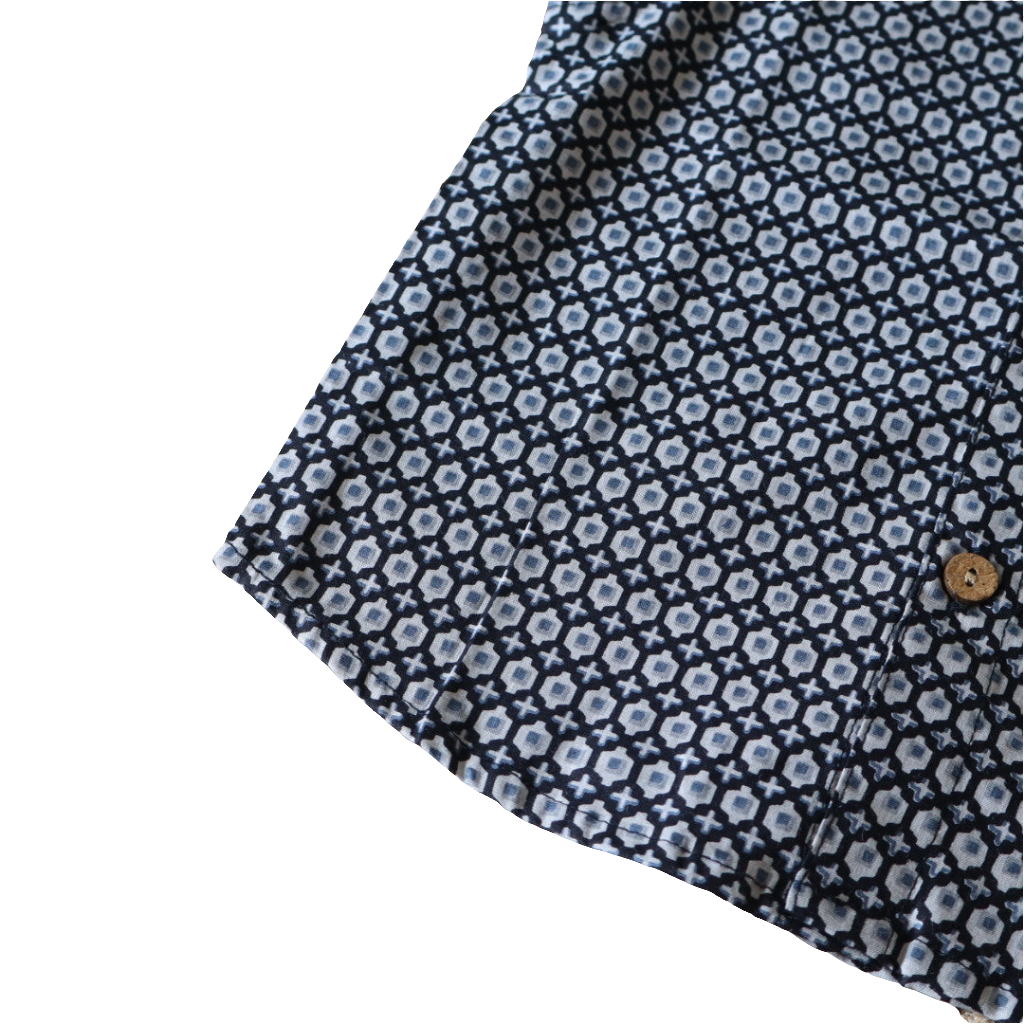 Gota Print Black Cotton Shirt