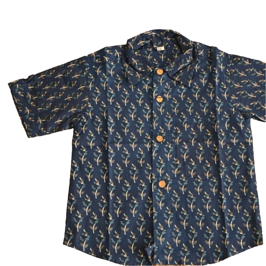 Floral Print Blue Shirt