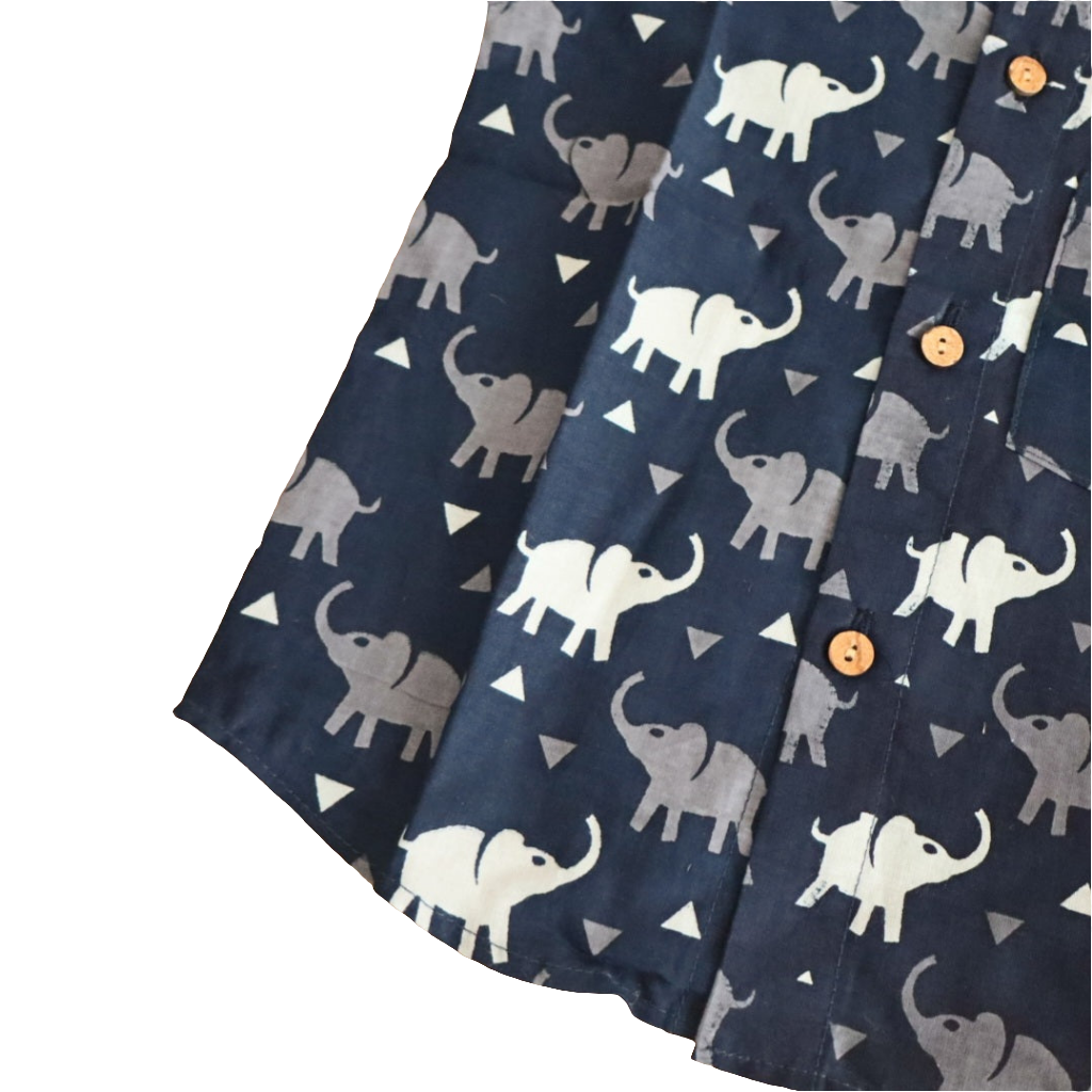 Elephant Print Blue Shirt