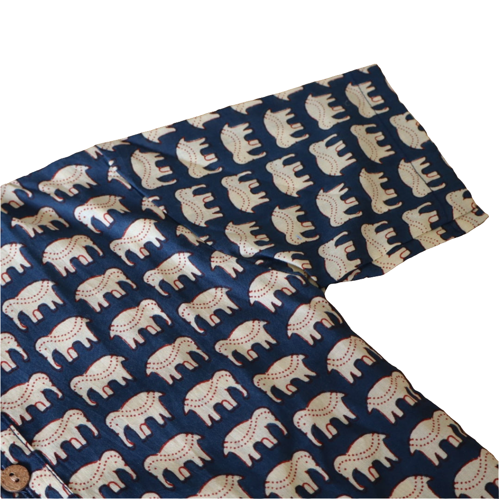Elephant Print Blue Shirt